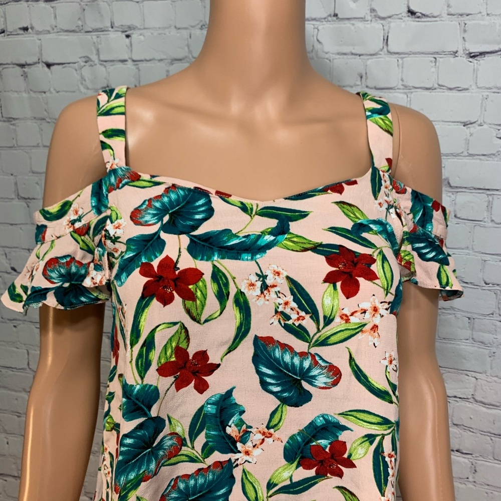 Topshop Floral Pink Crop Top size small tropical summer size 6
